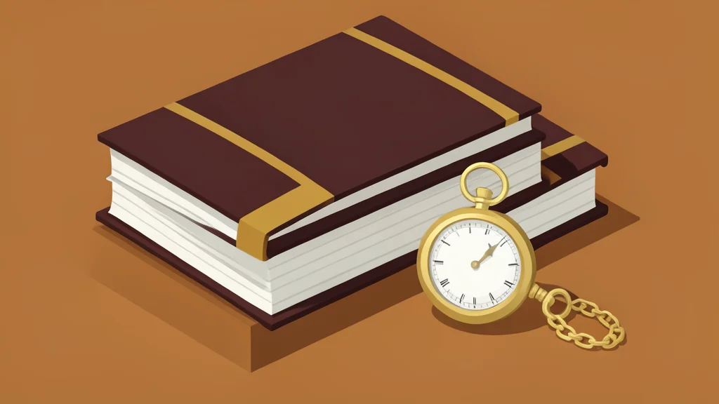 A stack of old leather-bound ledgers and a brass pocket watch on a wooden desk
