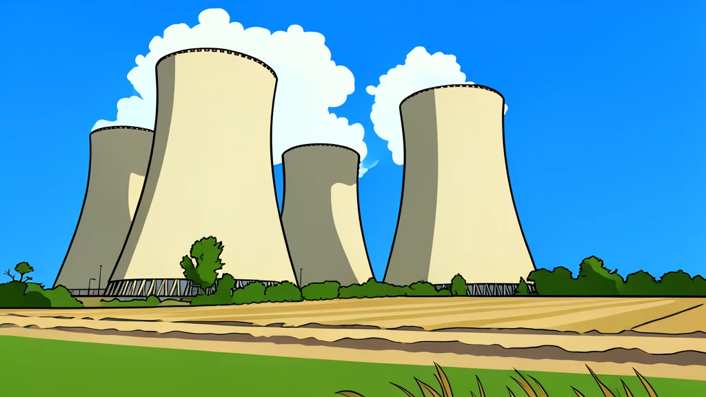 A small modular nuclear reactor structure standing in a field