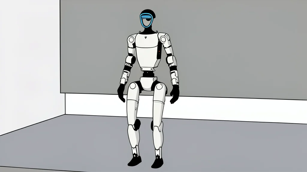 A bipedal humanoid robot standing on a polished factory floor next to a quadruped robot dog