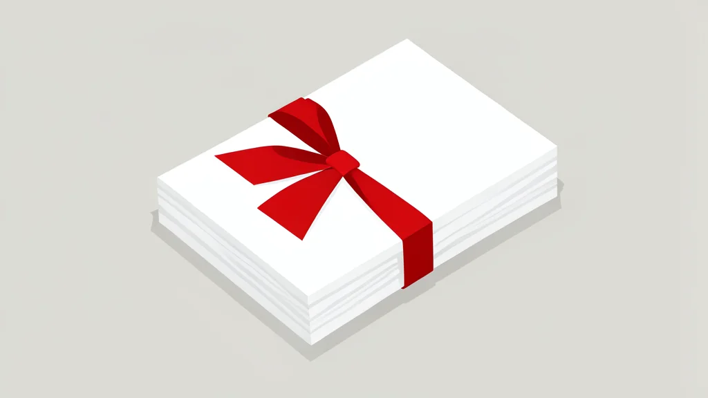 A neat stack of blank paper certificates secured by a simple ribbon