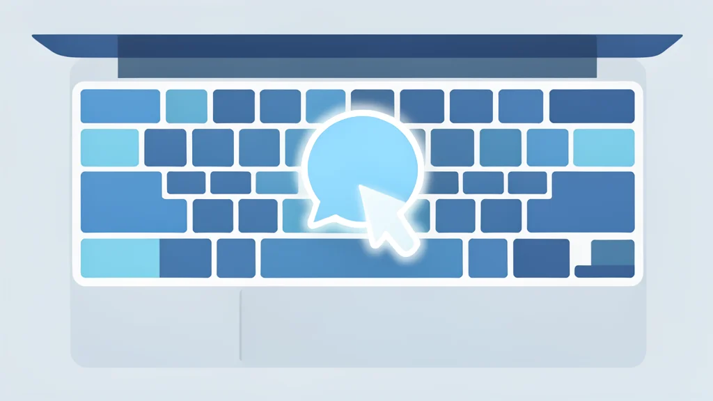A sleek, minimalist laptop keyboard with a glowing cursor hovering over a chat bubble icon
