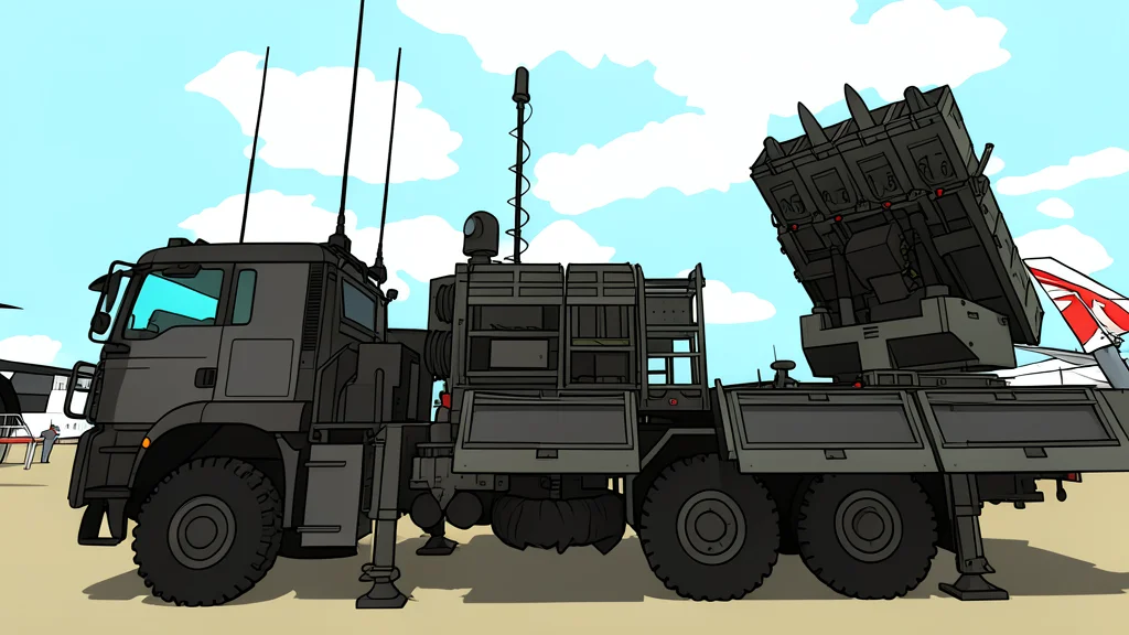 A row of military missile launchers on wheeled chassis positioned on a grassy field