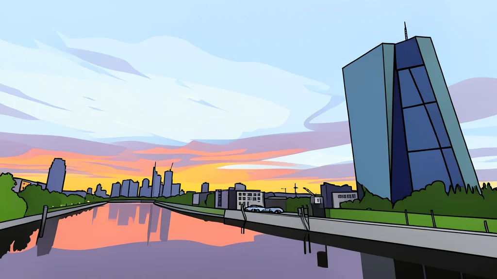 A cluster of glass skyscrapers in a European city skyline under a cloudy sky