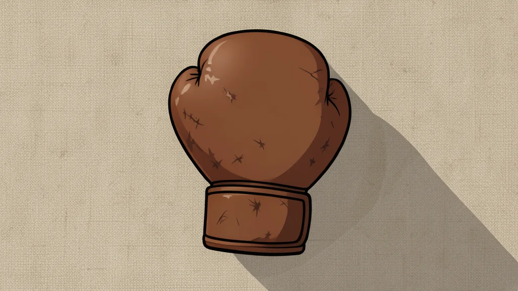 A pair of heavy-duty leather boxing gloves resting on a canvas mat