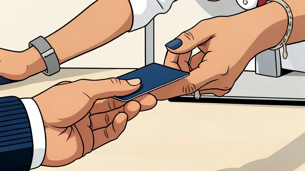 A sleek tablet displaying a modern digital banking interface with abstract geometric shapes