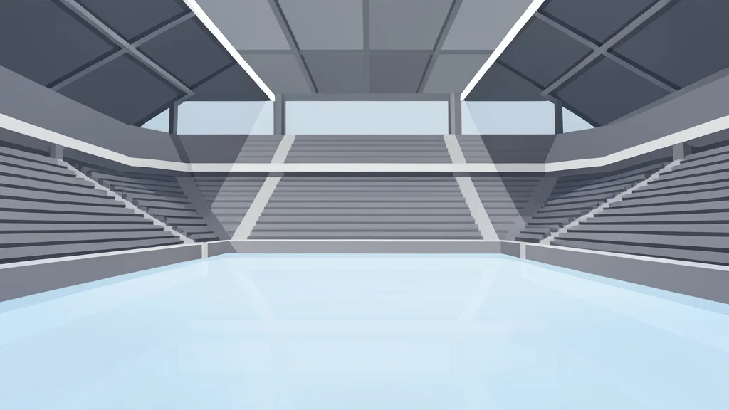 A large, modern multi-purpose stadium interior with empty seating and a polished floor