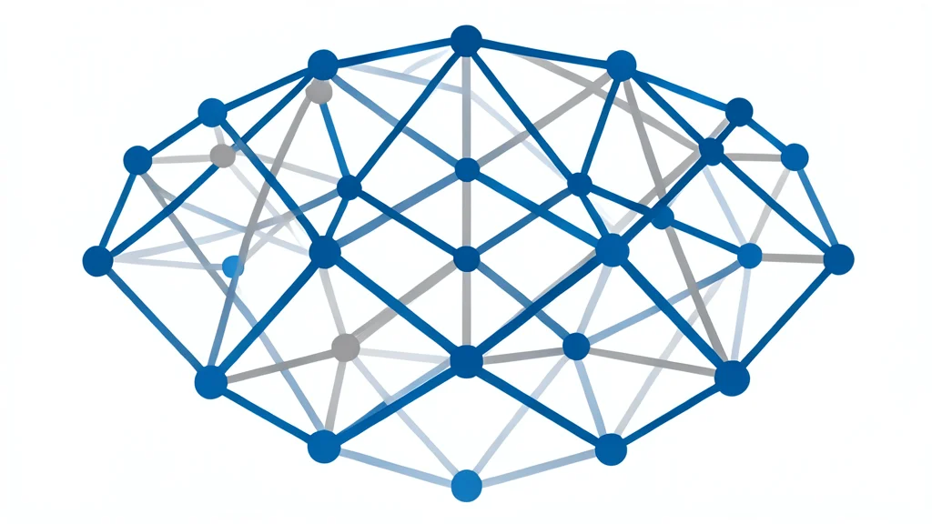 A complex network of interconnected geometric nodes and lines forming a digital web