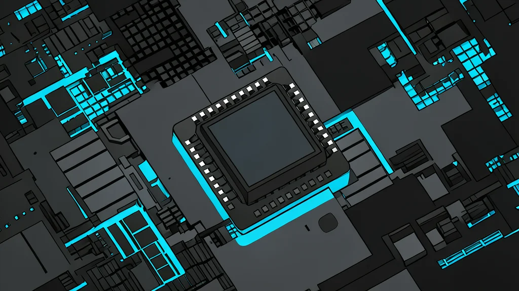 A close-up view of a rectangular silicon wafer with a grid of square chips, resting on a clean laboratory surface.