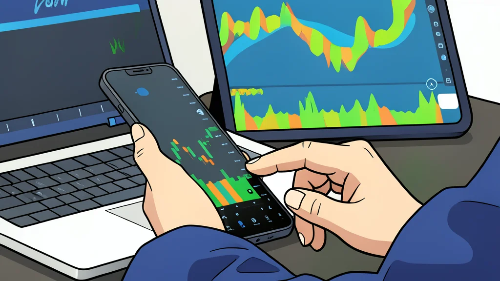 A flat vector illustration of solar panels on a flat rooftop under a clear blue sky, with a rising line graph overlay symbolizing stock momentum.