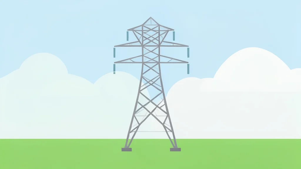 A high-voltage electricity pylon standing in a green field