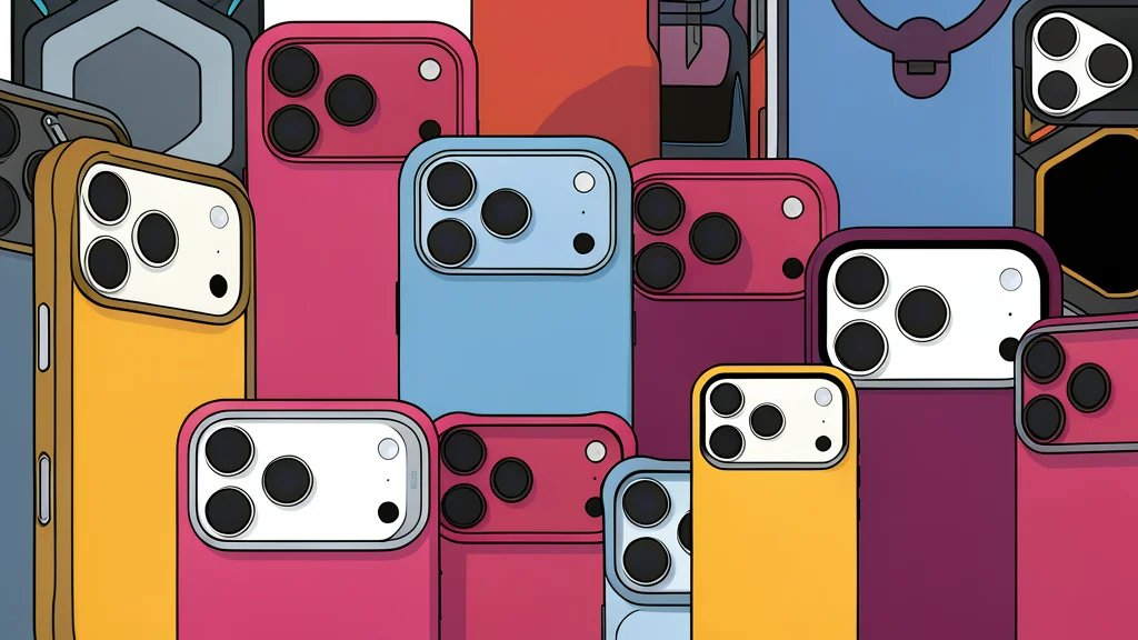 A collection of textured smartphone cases in various colors arranged on a wooden surface