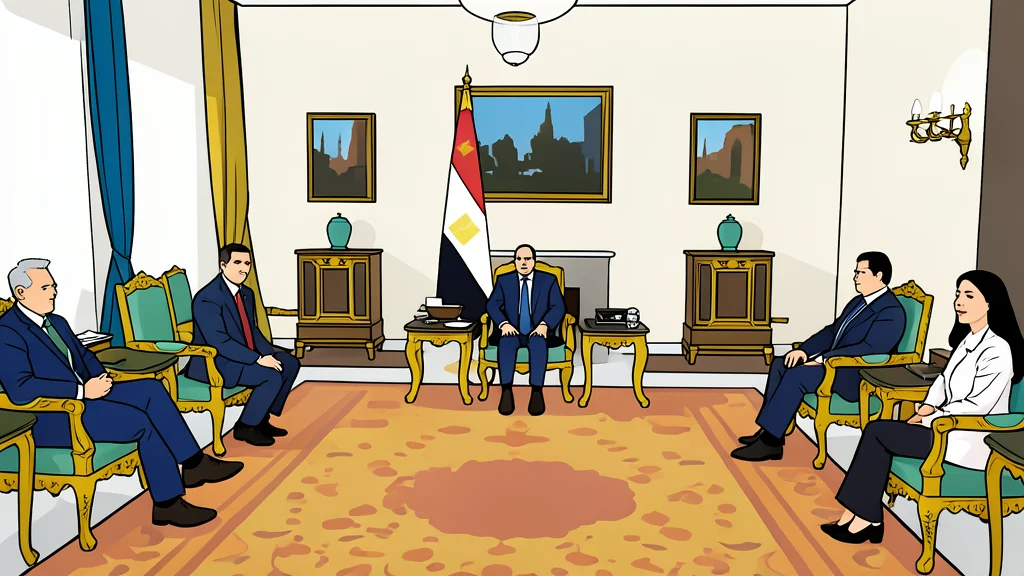 A diplomatic meeting table with two chairs and a glass of water