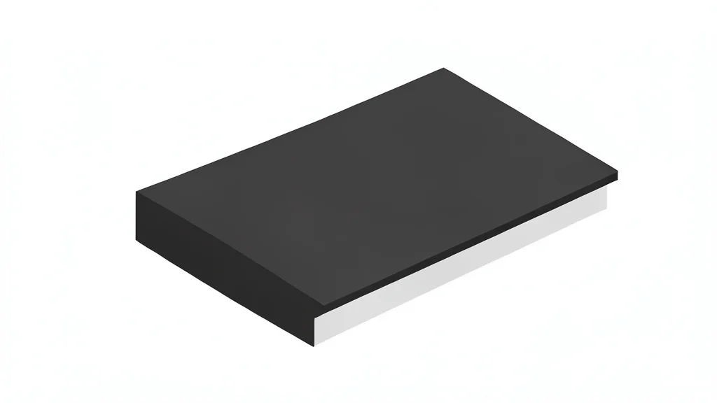 A polished, dark rectangular silicon wafer resting on a clean white surface