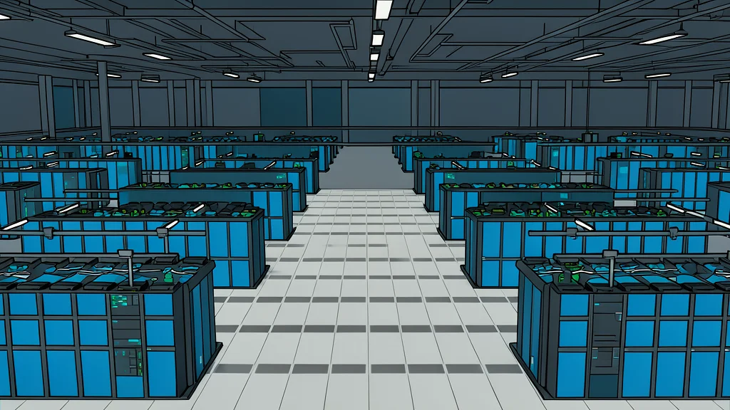 A large industrial fuel cell unit installed on a concrete pad next to a server rack