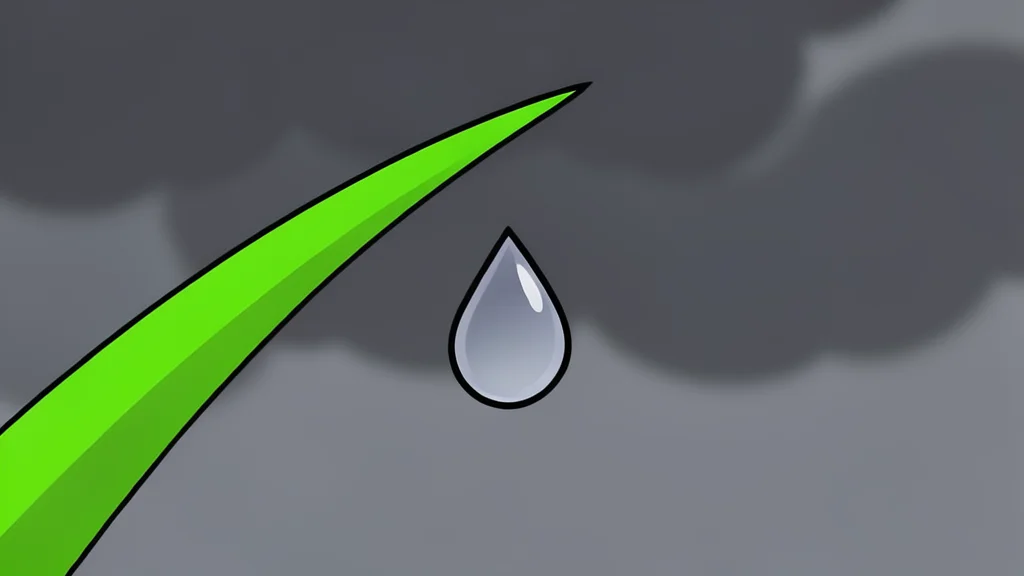 A dark, heavy rain cloud hovering over a green grass field