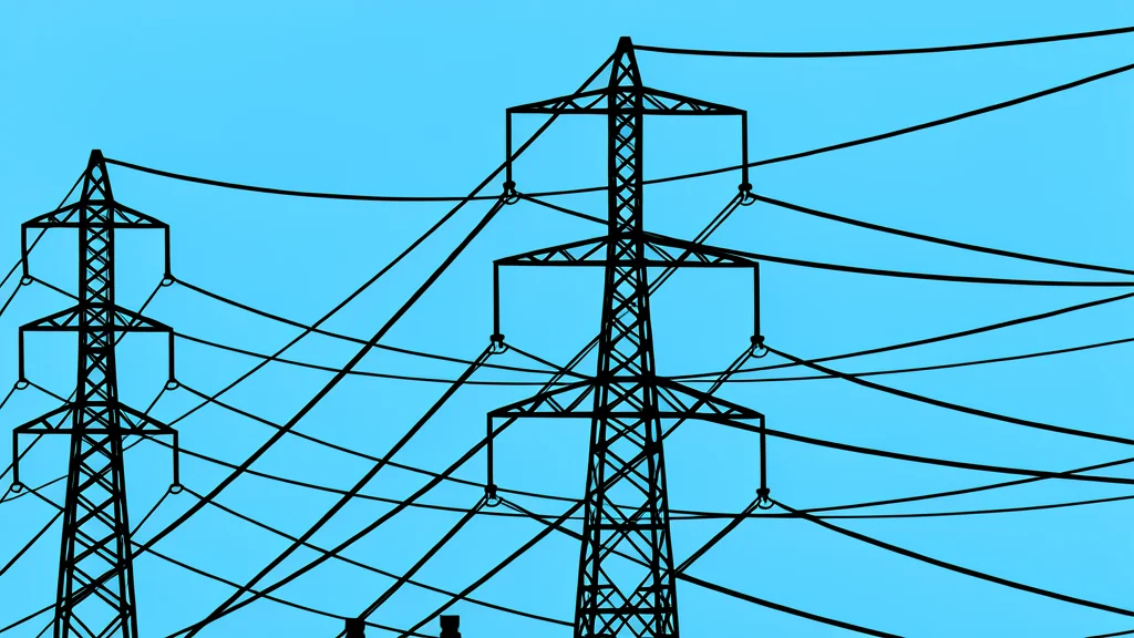 A high-voltage electricity pylon standing against a clear sky
