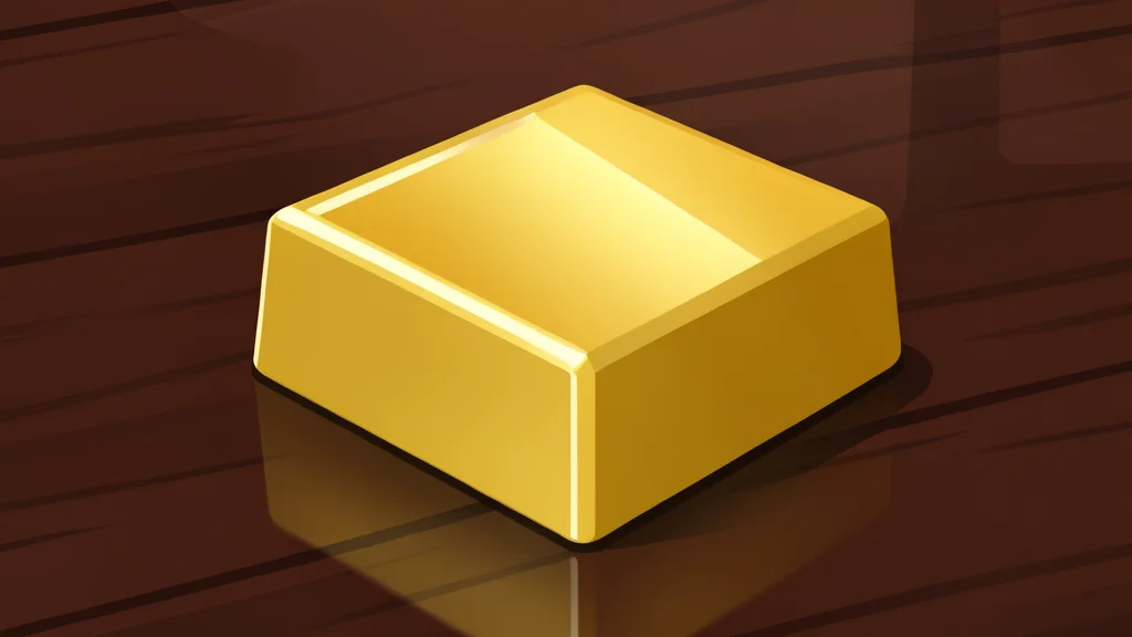 A stack of gold coins and a digital coin symbol resting on a wooden table