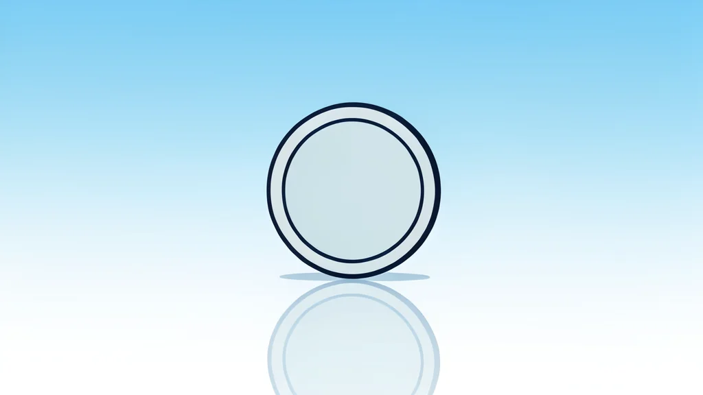 A digital coin resting on a smooth, reflective surface