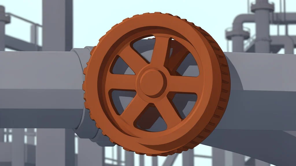 A flat vector illustration of large industrial gas storage tanks and pipelines stretching across a landscape.