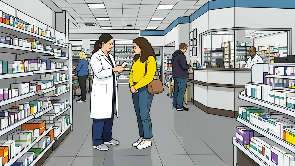 A modern pharmacy storefront with glass windows and a red cross symbol