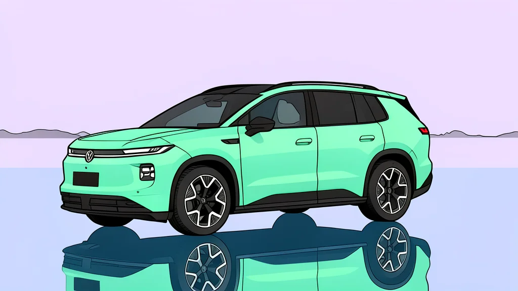 A sleek, modern electric SUV parked on a quiet city street with a clear sky in the background
