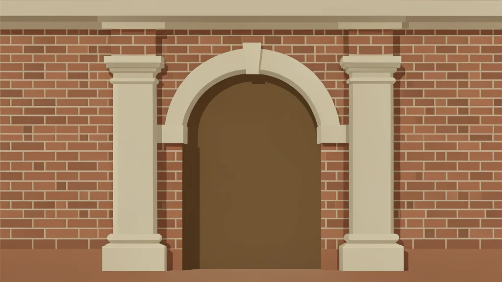 A traditional brick bank facade with a large arched entrance and stone columns