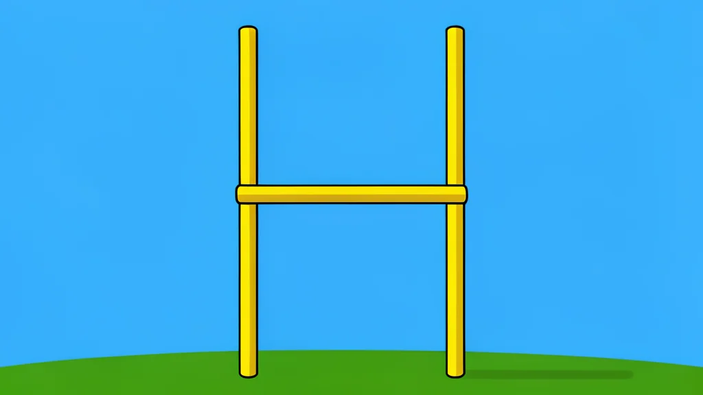 A wide view of a green football field with white yard lines stretching toward distant goalposts under a clear sky.