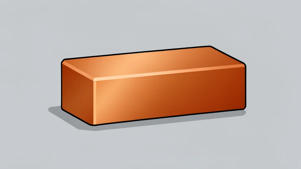 A close-up of a metallic copper ingot with a smooth, reflective surface
