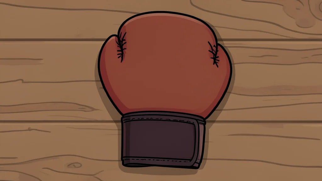 A pair of red leather boxing gloves resting on a wooden table