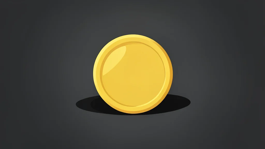 A digital coin resting on a smooth, dark surface