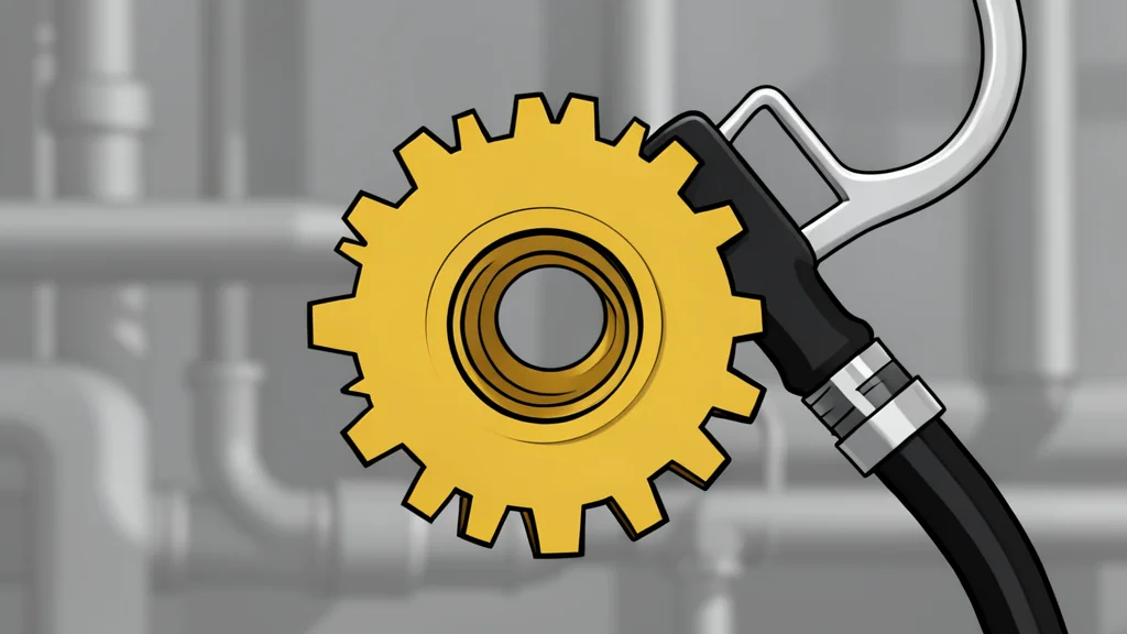 A heavy brass gear mechanism interlocked with a fuel pump nozzle