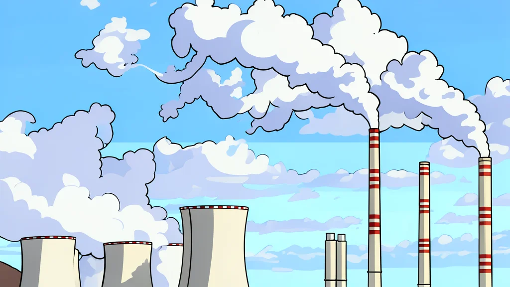 A large industrial smokestack releasing white steam against a clear blue sky