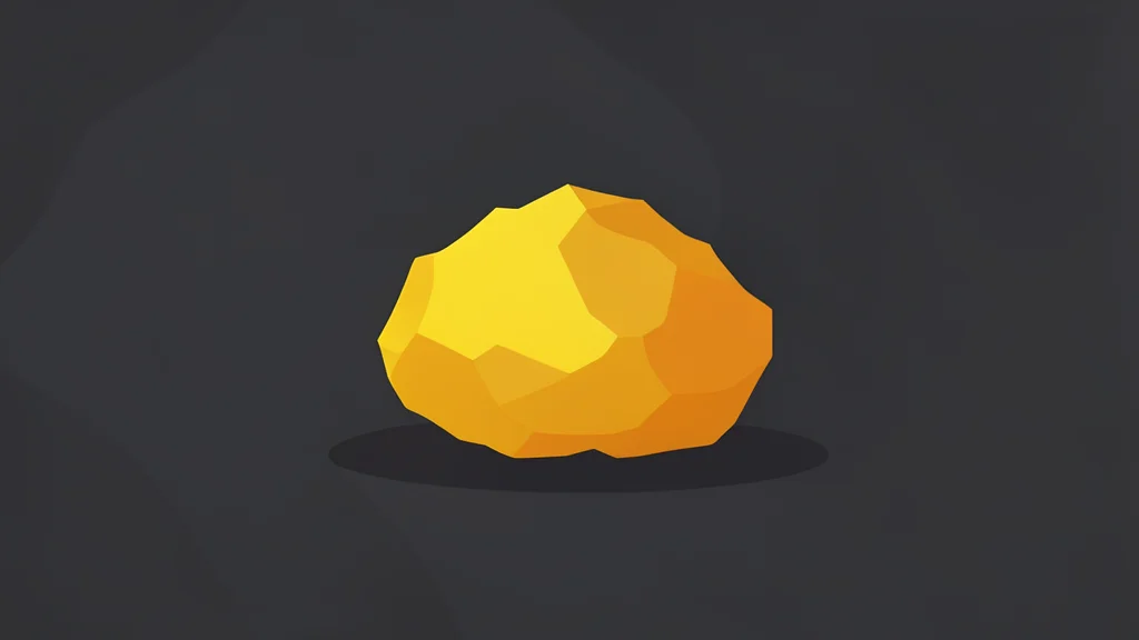 A rough, unrefined nugget of gold resting on a dark, textured surface