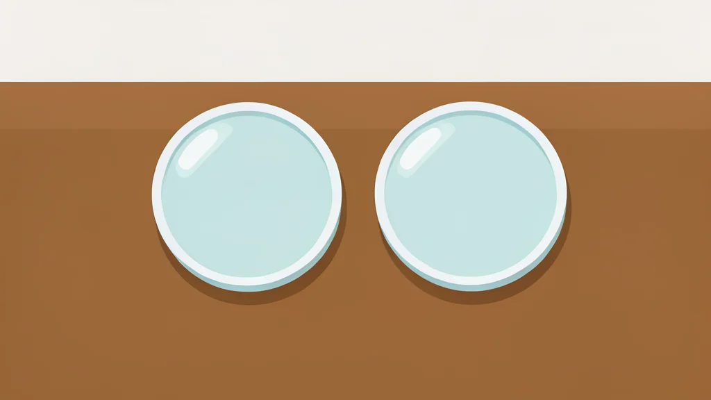 Two transparent glass coins resting on a textured wooden surface