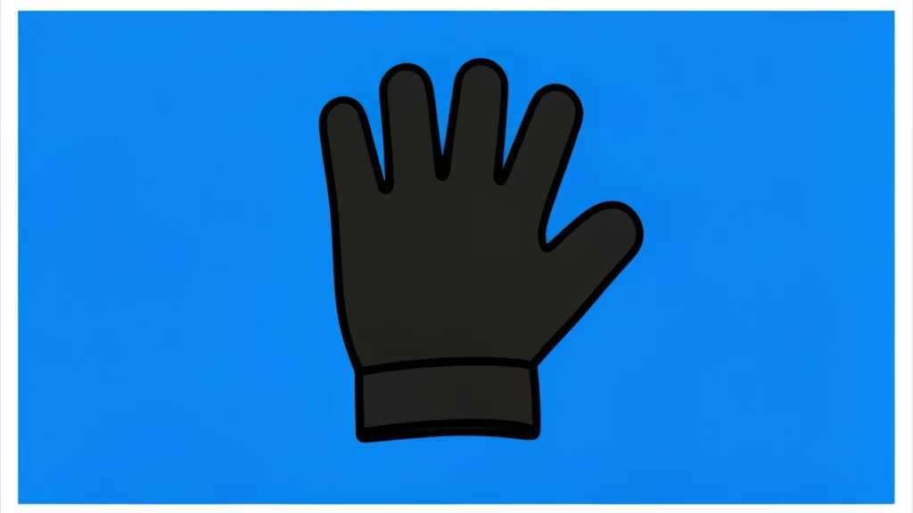 A pair of black athletic gloves resting on a blue canvas mat