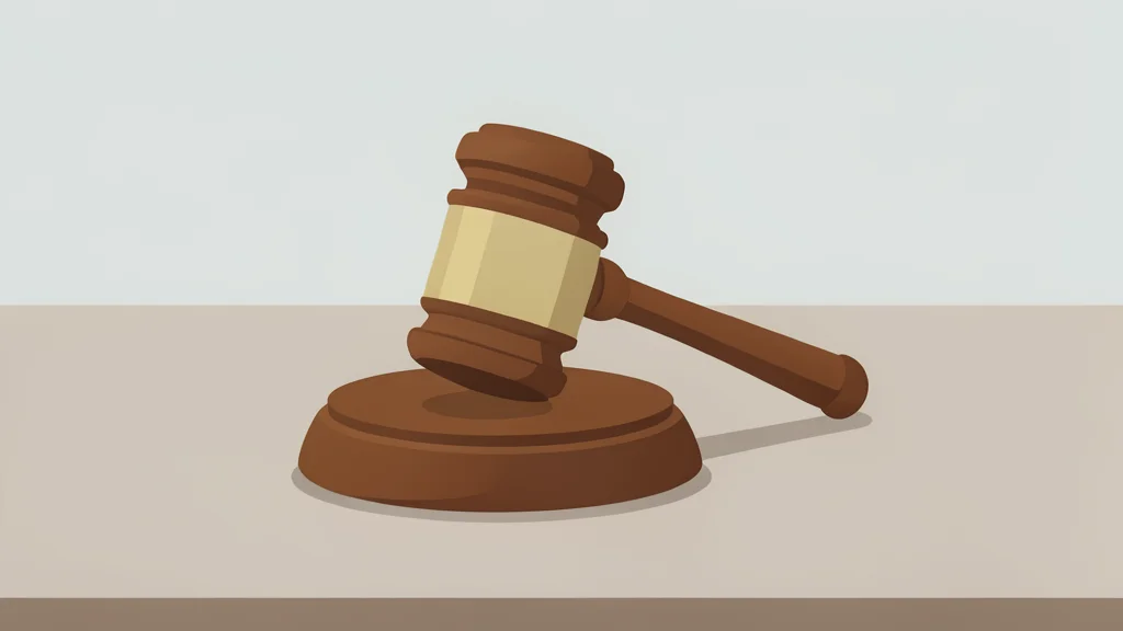 A wooden gavel resting on a polished desk surface