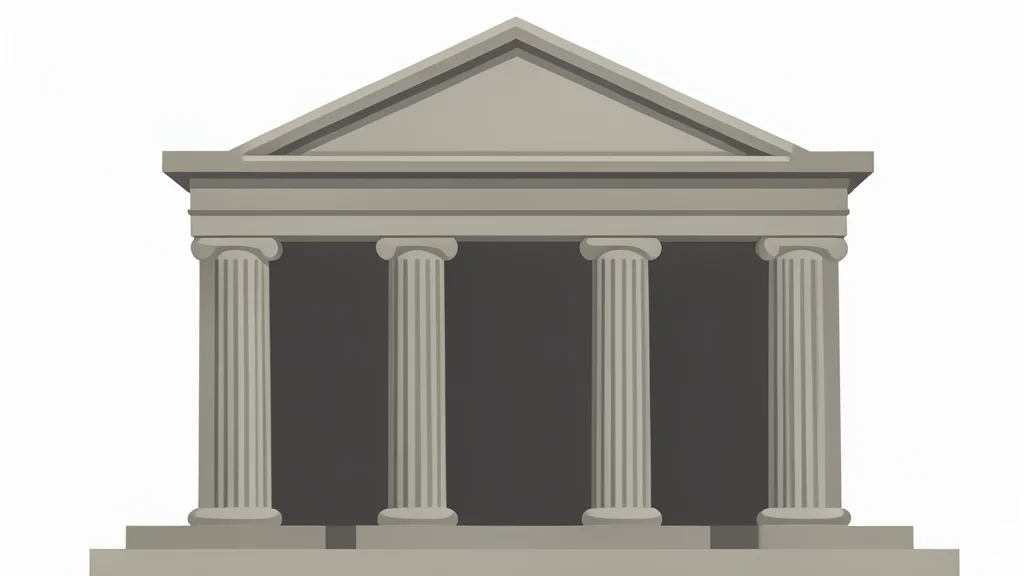 A large, ornate central bank building facade with columns