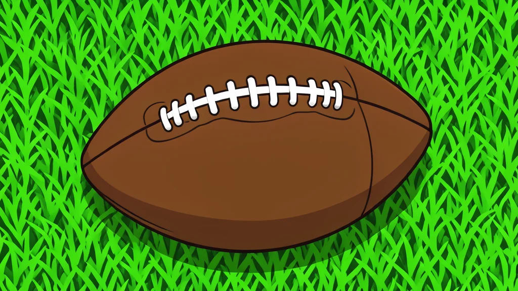 A green football resting on a grass field