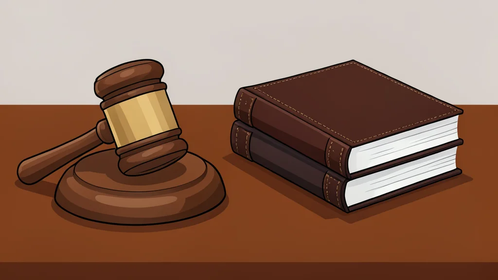 A wooden gavel resting on a polished mahogany desk next to a stack of leather-bound ledgers.