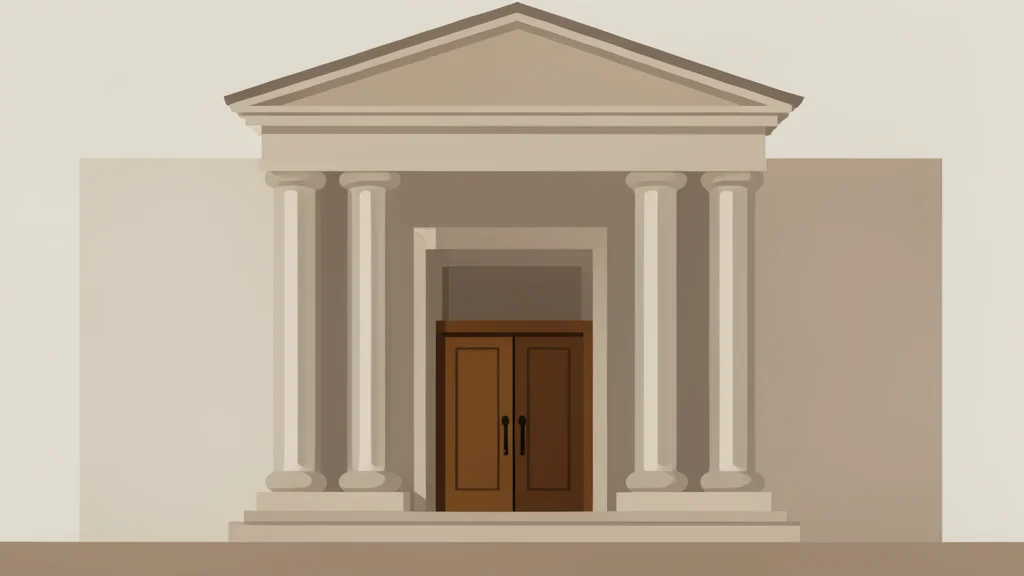 A large ornate bank facade with tall stone columns and a heavy bronze door.