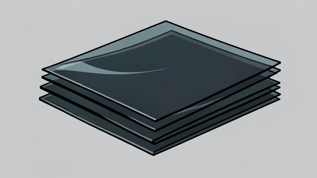 A stack of thin, flexible glass sheets with a glossy, dark surface