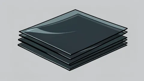 A stack of thin, flexible glass sheets with a glossy, dark surface