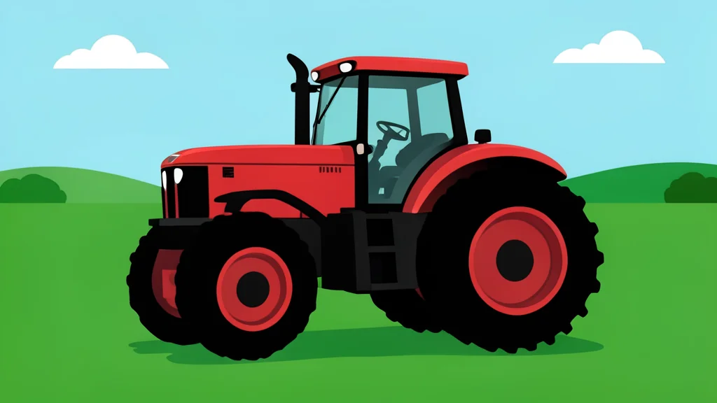 A large agricultural tractor parked in a field