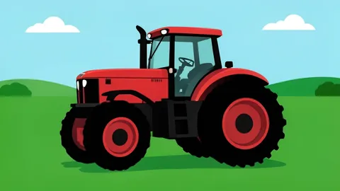 A large agricultural tractor parked in a field