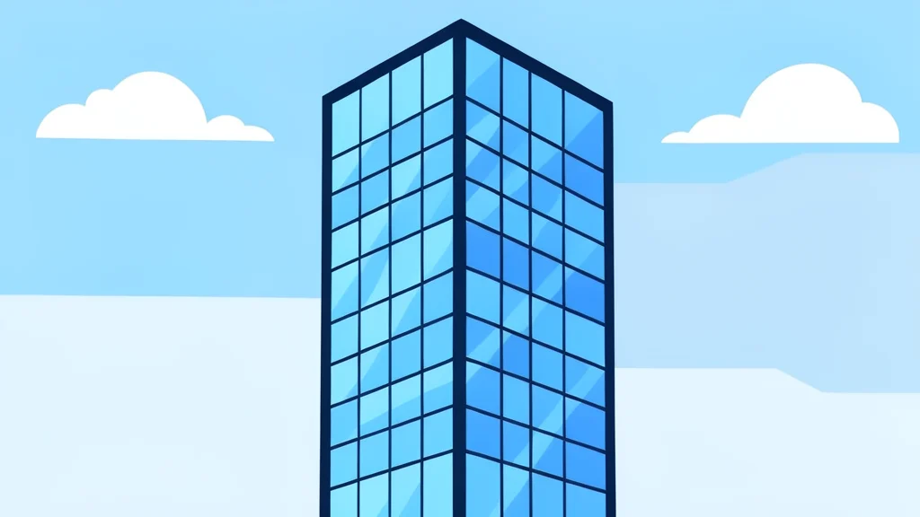 A modern glass skyscraper with a grid-like facade reflecting the sky
