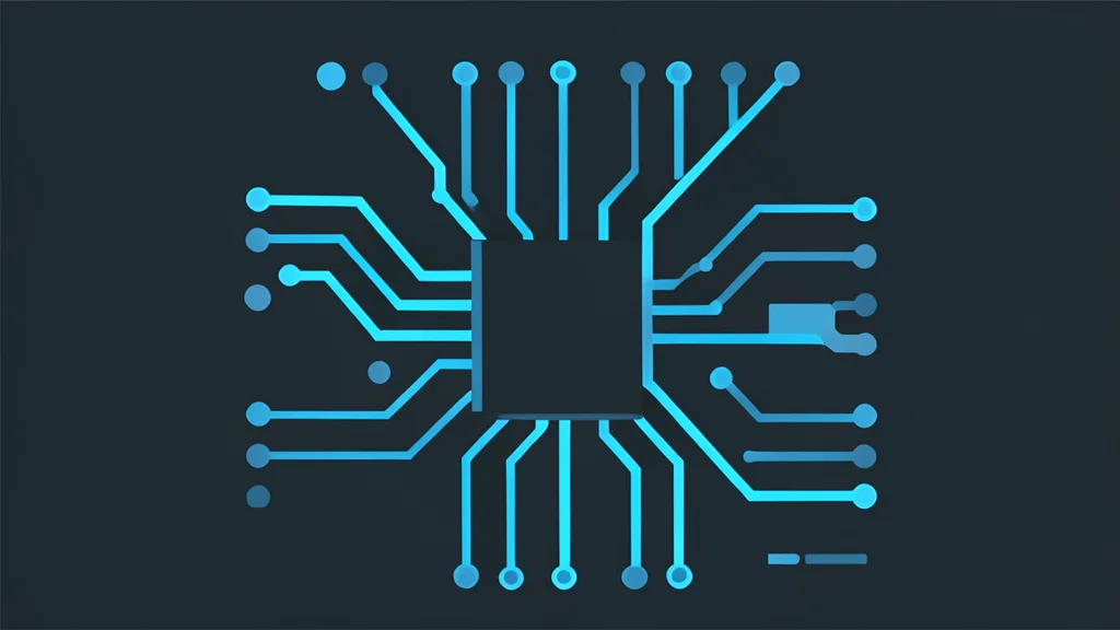 A glowing digital circuit board with intricate traces