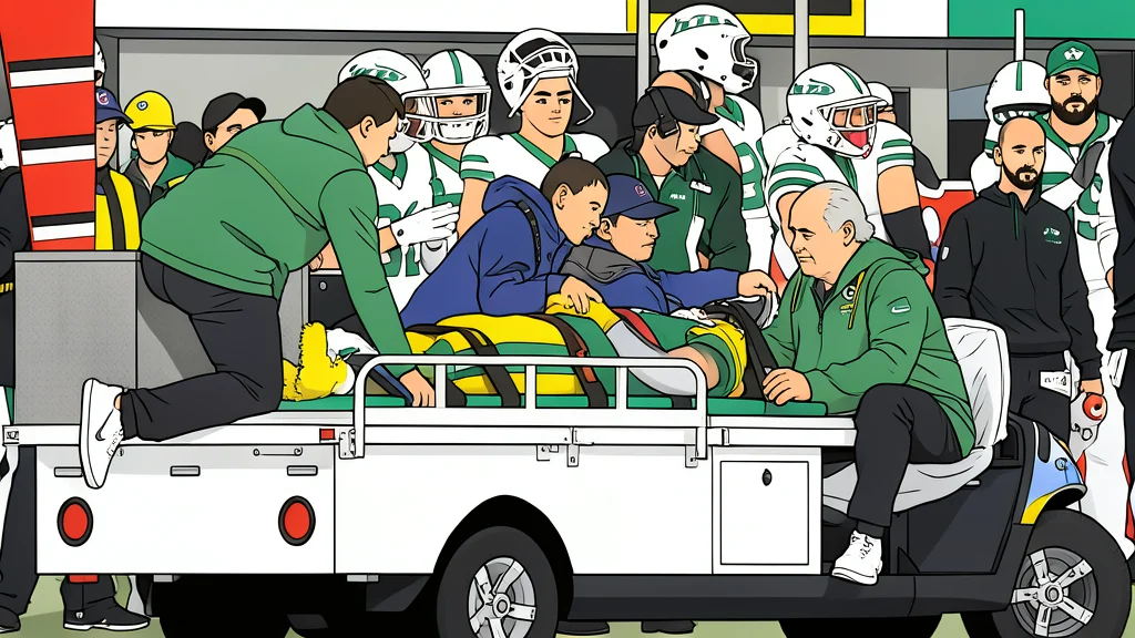 A green football helmet resting on a white sideline bench