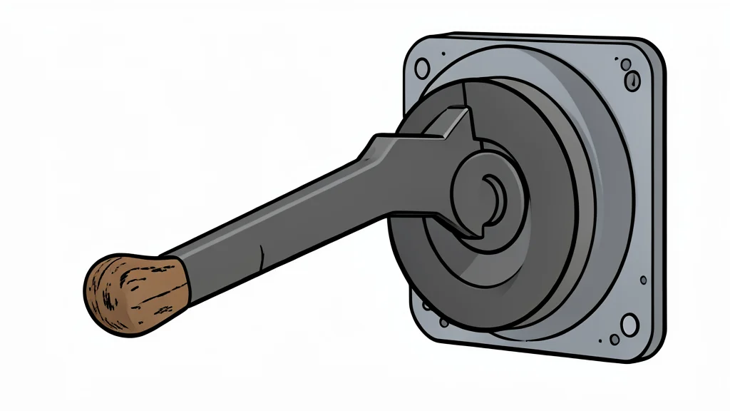 A heavy industrial brake lever resting on a metal console