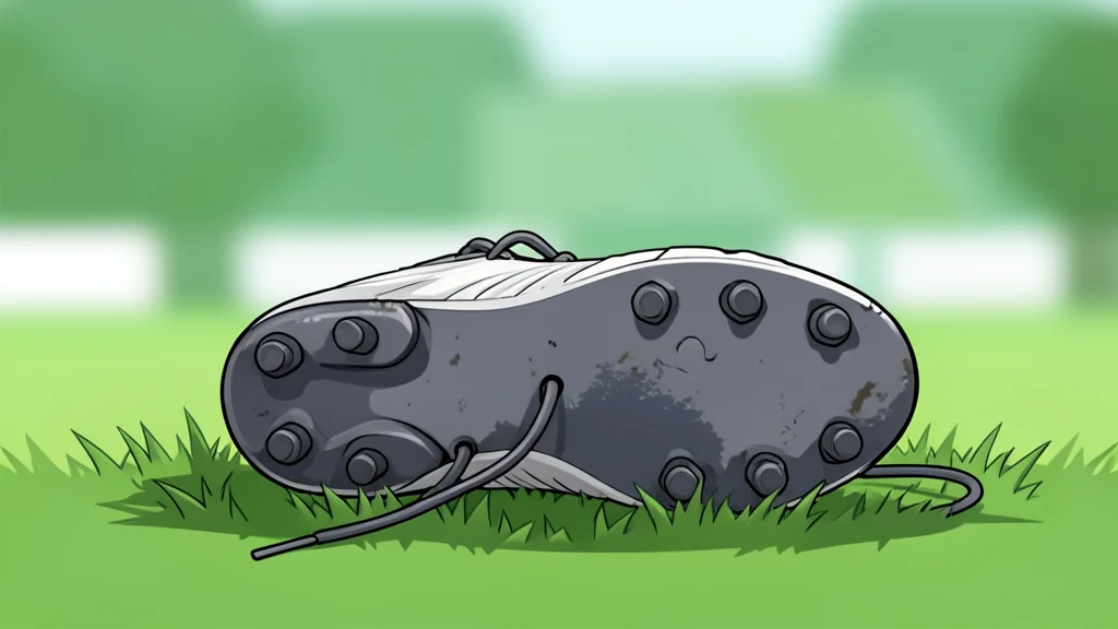 A pair of athletic cleats resting on green grass