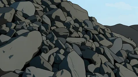A pile of black coal chunks next to a natural gas pipeline